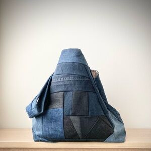 joodito japanese boro patchwork denim crossbody bag slouchy oversized hobo jean